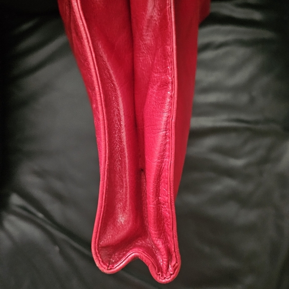 Vintage Domina 100% Red Leather Clutch Purse Bag Strap Details Added Danier Tag. - Picture 8 of 12